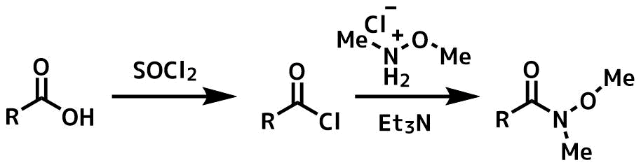 カルボン酸からワインレブアミドの合成法