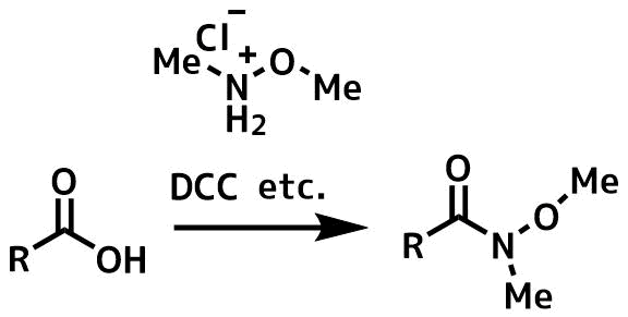 カルボン酸から縮合剤でワインレブアミドの合成法