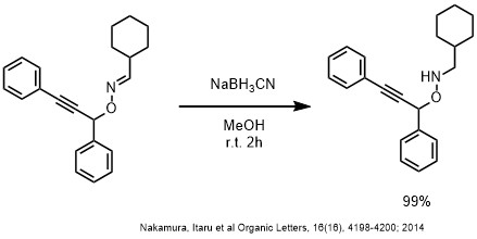 NaBH3CNによるオキシムの還元