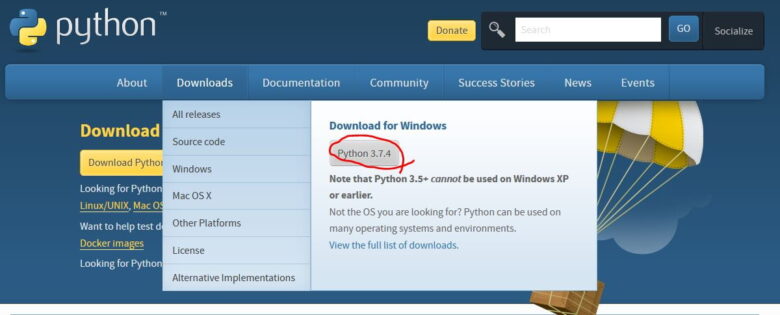 pythonダウンロード