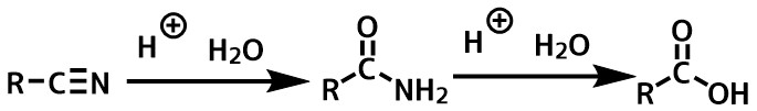 ニトリルの加水分解でカルボン酸を合成 酸で加水分解反応機構 ネットdeカガク