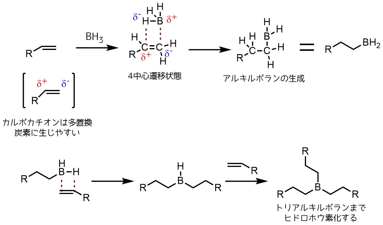 ブラウンヒドロホウ素化反応 アルケンをアルコールに変換 ネットdeカガク