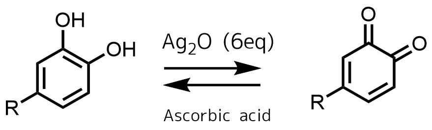 酸化銀で酸化したキノンはアスコルビン酸で 還元されてフェノールに戻る