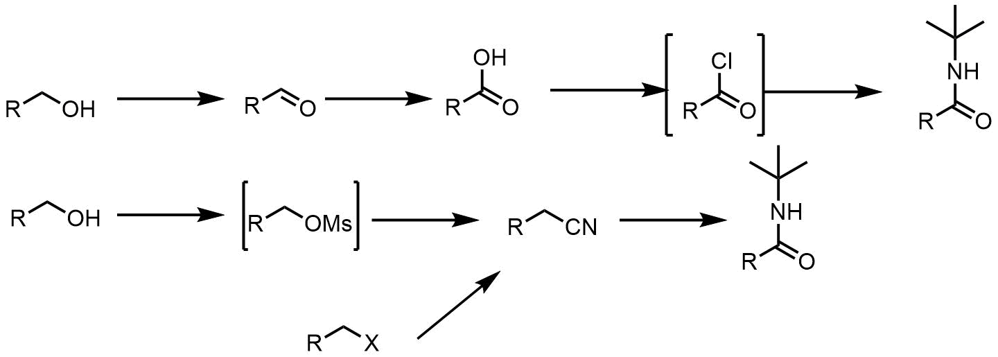 N-tertブチルアミドの合成経路