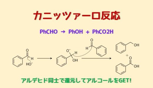 カニッツァーロ反応 Cannizzaro Reactionでアルデヒドをカルボン酸とアルコールに変換