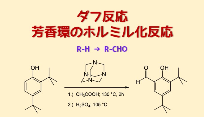 ダフ反応で芳香環のホルミル化反応