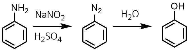 芳香族アミンからフェノールの合成 ジアゾニウム塩を経由 ネットdeカガク