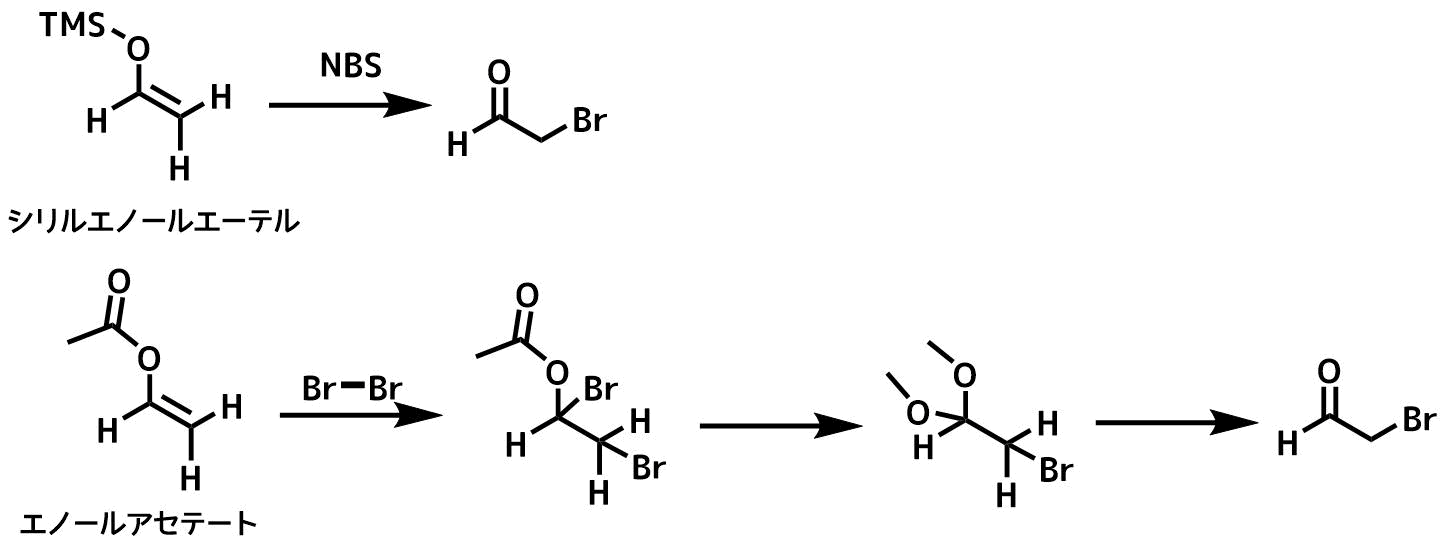 エノールを経由したハロアルデヒドの合成